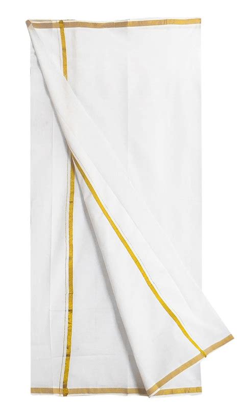 Mens White Cotton Lungi With Golden Border White Cotton White Lungi