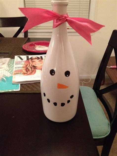 Snowman Painted Wine Bottle Holiday Food Crafts Fun Crafts Diy And