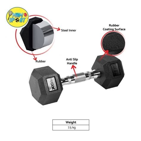 Jual Dumbell Dumble Barbel ROX Rubber Hexagonal 7 Koma 5 Kg Shopee