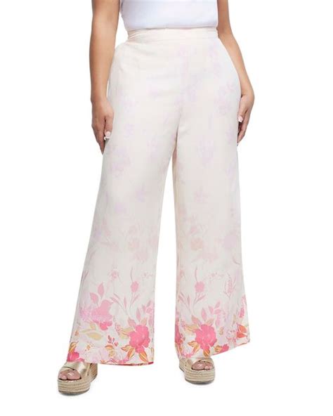 River Island Ombré Print Wide Leg Trousers In Pink Lyst