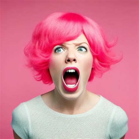 Premium Ai Image Vibrant Pinkhaired Woman With A Pink Wig Expressing