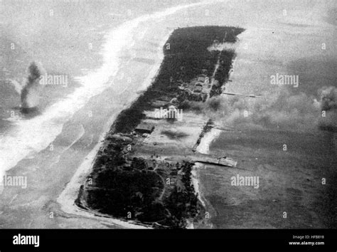 Ebeye island being shelled in 1944 Stock Photo - Alamy