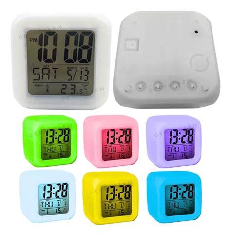 Reloj De Escritorio Digital Led Despertador Rgb Color Blanco