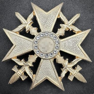 Spanienkreuz In Gold Mit Schwertern Und Brillanten War Militaria