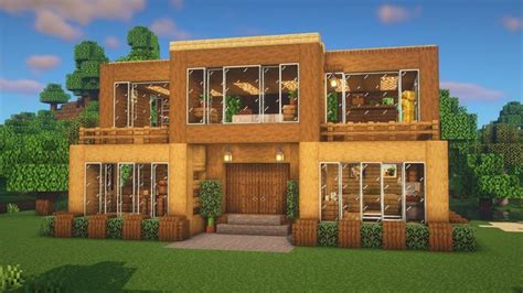 Minecraft How To Build A Modern Wooden Survival House Tutorial