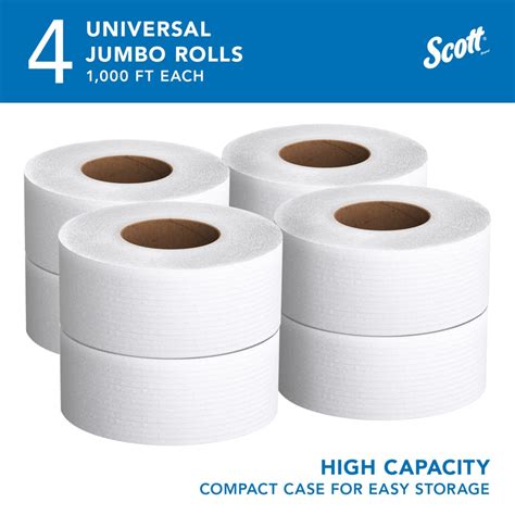 Scott High Capacity Jumbo Roll Toilet Paper Ply White Non