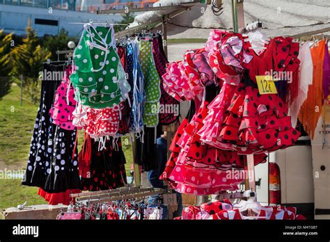 Childs Flamenco Dresses Spanish Steet Market Stock Photo Alamy