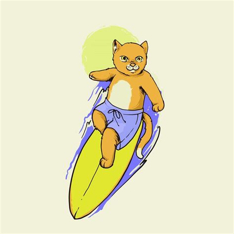 Retro cat surfing cat illustration 2774849 Vector Art at Vecteezy