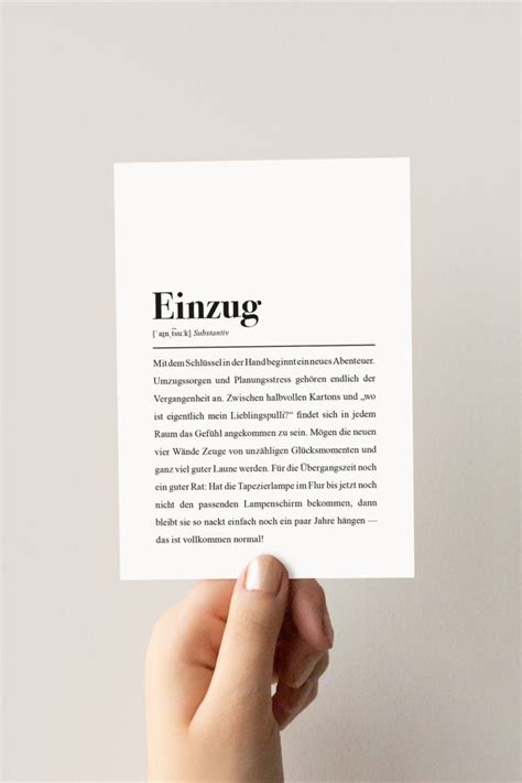 Postkarte Einzug Definition Etsy De In 2024 Spruch Zum Einzug