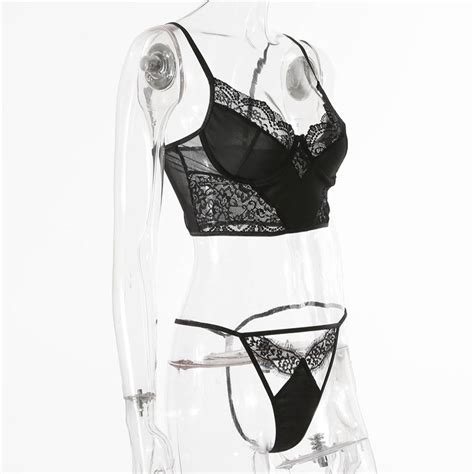 Custom Lingerie Manufacturer Women Bra And Panty Underwear Set Hot Sexy Transparent Bra Brief