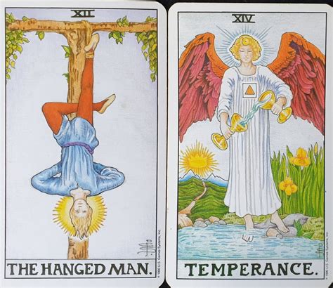 The Hanged Man And Temperance Together In A Tarot Reading Finding