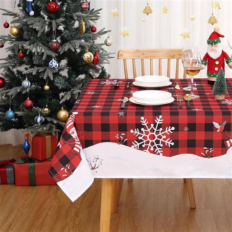 Amazon Roygrow Red And Black Checkered Christmas Tablecloth With