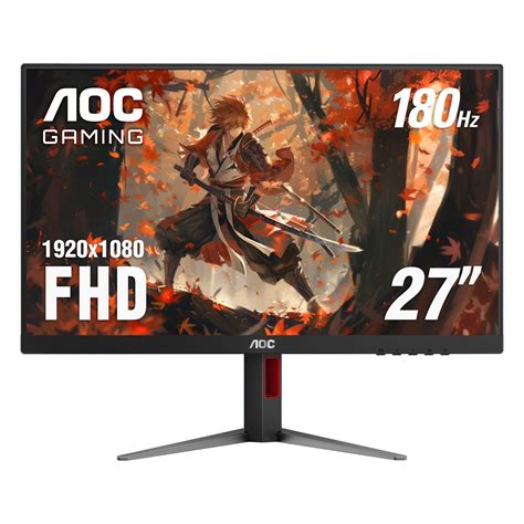 AOC C27G4X 27" VA Curved Gaming Monitor, FHD (1920x1080), 180Hz, 0.5ms, Freesync, HDR10 Black ...