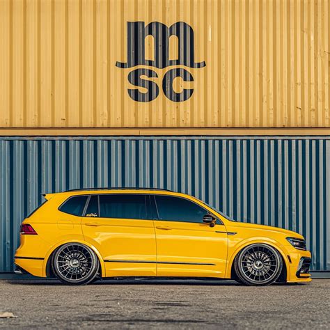 Ginster Yellow Volkswagen Tiguan R Line Slammed On Rotiform Wheels Has