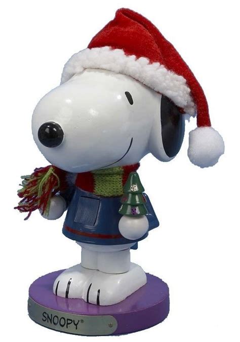 Peanuts Snoopy Wearing Santa Hat Wooden 10 Inch Christmas Nutcracker