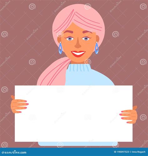 Beautiful Young Woman Holding A Blank Poster Empty Sheet Of White Paper