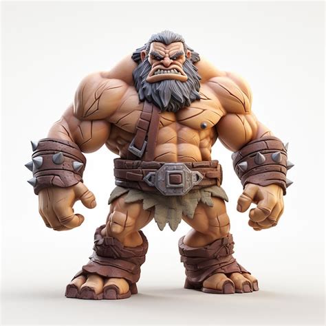 Premium Ai Image Static Giant 3d Model Clash Of Clans Style White