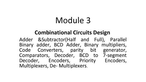 SOLUTION Digital Electronics Module 3 Combinational Circuit Design