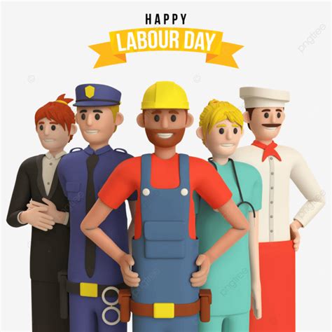 3d Character Illustration Of Labor Day Celebration With Construction
