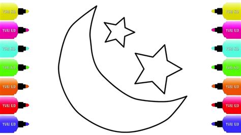 How To Draw A Moon With Stars Step By Step YouTube