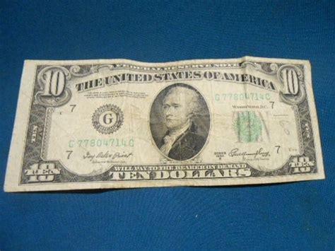 1950 10 Dollar Bill Rare Usa Currency Vintage Money 65 Years