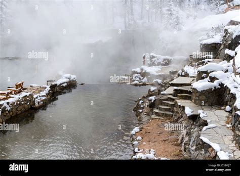 Strawberry Hot Springs surrounded by winter forest Stock Photo - Alamy