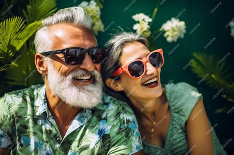 Premium Ai Image Joyful Mature Couple Wearing Sunglasses And