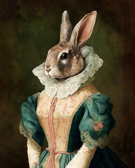 Lady Rabbit In Fancy Clothing Well Dressed Rabbit Elegant Bunny Cute