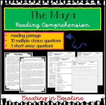 The Maya Reading Comprehension Packet By Creating In Carolina Tpt