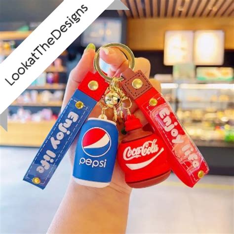 Jual Gantungan Kunci 3D Botol Coca Cola Pepsi Gantungan Keychain