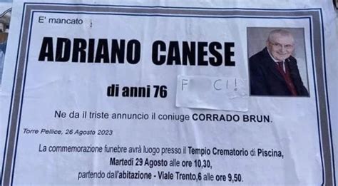 Il Coniuge Annuncia La Morte Del Compagno Il Manifesto Funebre