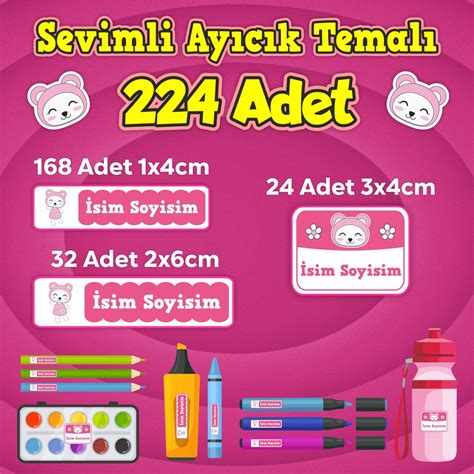 Sticker Design Okul Kreş Isim Etiketi Kalem Defter Özel Isim Fiyatı