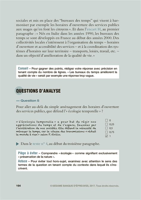 Concours SÉSAME 2017 Analyse et synthèse de dossier Corrigé