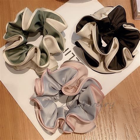 Jual Town Shell Duo Colors Satin Premium Jumbo Scrunchy Scrunchie