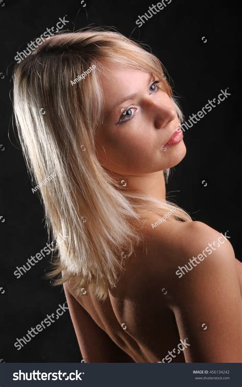 Beautiful Nude Blonde On Black Background Stock Photo Shutterstock