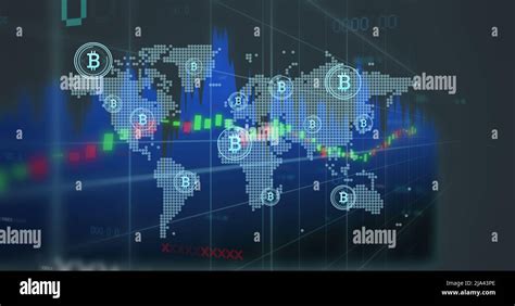 Imagen del procesamiento de datos y símbolo de moneda de bits sobre el