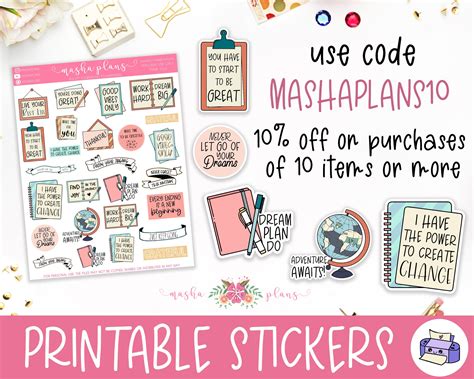 Vision Board Stickers Printable Stickers Planner Stickers Vision Board Kit - Etsy