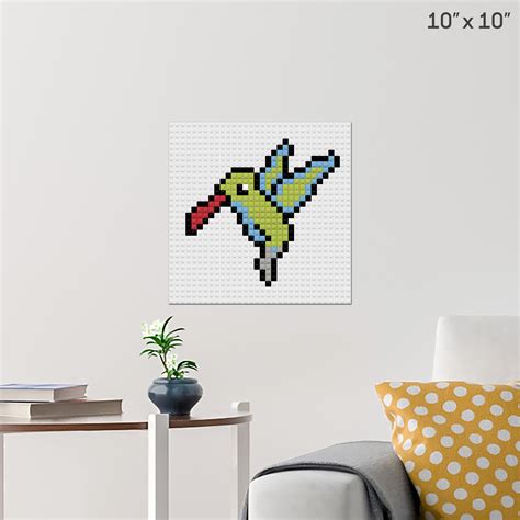 Hummingbird Pixel Art Wall Poster Build Your Own With Bricks Brik