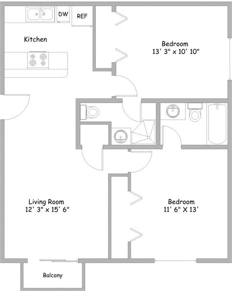 Apartment floor plans, 2 bedroom apartment floor plan, 2 bedroom floor ...