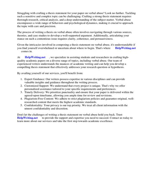 Thesis Statement For Verbal Abuse Pdf Domestic Violence Violence