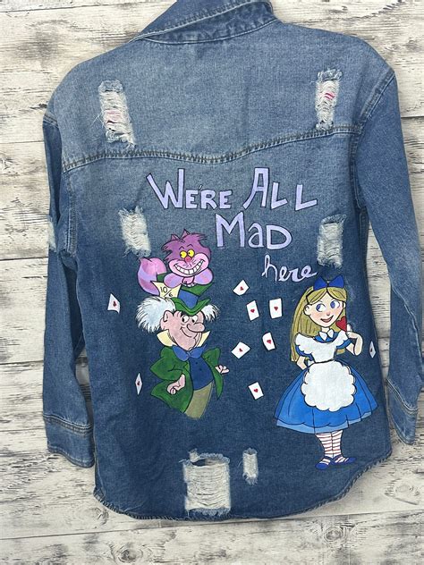 Hand Painted Alice in Wonderland Denim Jacket - Etsy