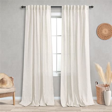 Amazon Koufall Natural Linen Curtains Inch Length For Living