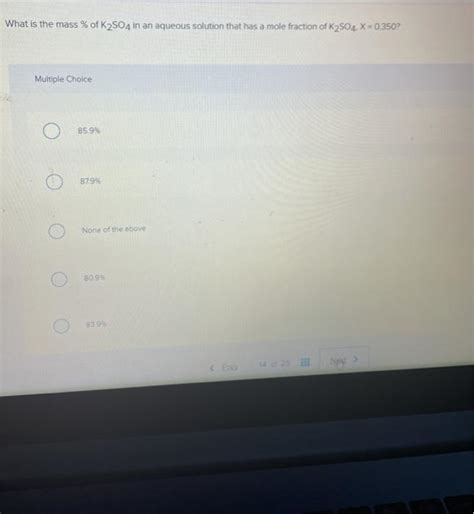 Solved What Is The Mass Of K So In An Aqueous Solution Chegg