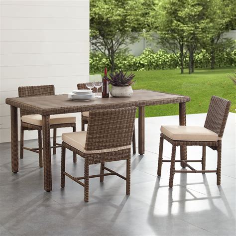 Maykoosh Timeless Trends Pc Outdoor Wicker Dining Set Sand Weathered