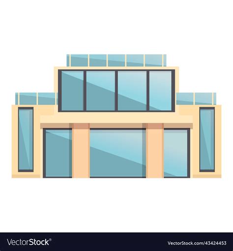 Glass villa icon cartoon modern home Royalty Free Vector