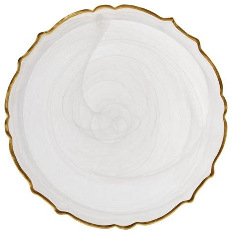 The Jay Companies 1470406 13 Round White Scalloped Edge Alabaster