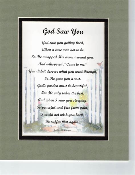 God Saw You Memorial Poem Loss Of Husband Poem Loss Of Etsy