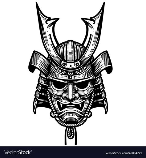 Bushido Spirit Samurai Mask Unveiled Royalty Free Vector