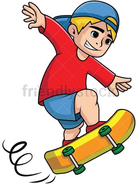 Boy Skateboarding Cartoon Vector Clipart - FriendlyStock