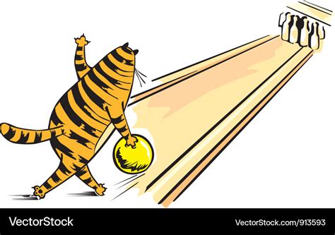 Cat Playing Bowling Royalty Free Vector Image Vectorstock